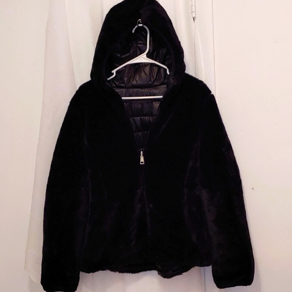 NWOT Large Andrew Marc Reversable Hooded Coat - Picture 1 of 4